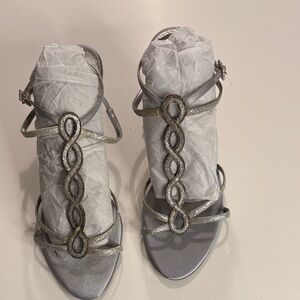Shimmering Silver Strappy Sandals